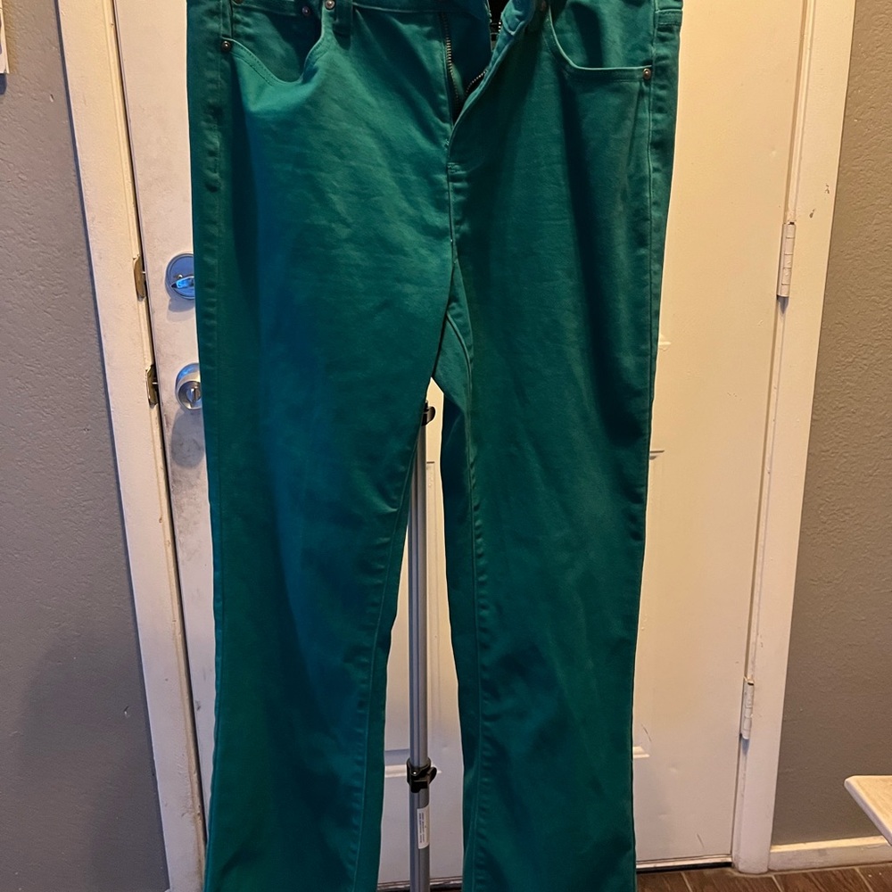 Green Straight-Leg Pants